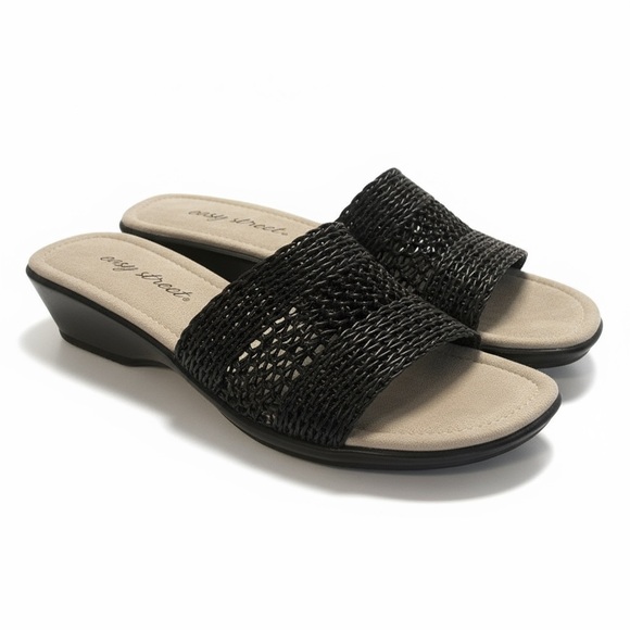 easy street Shoes - Easy Street Black Woven Mules